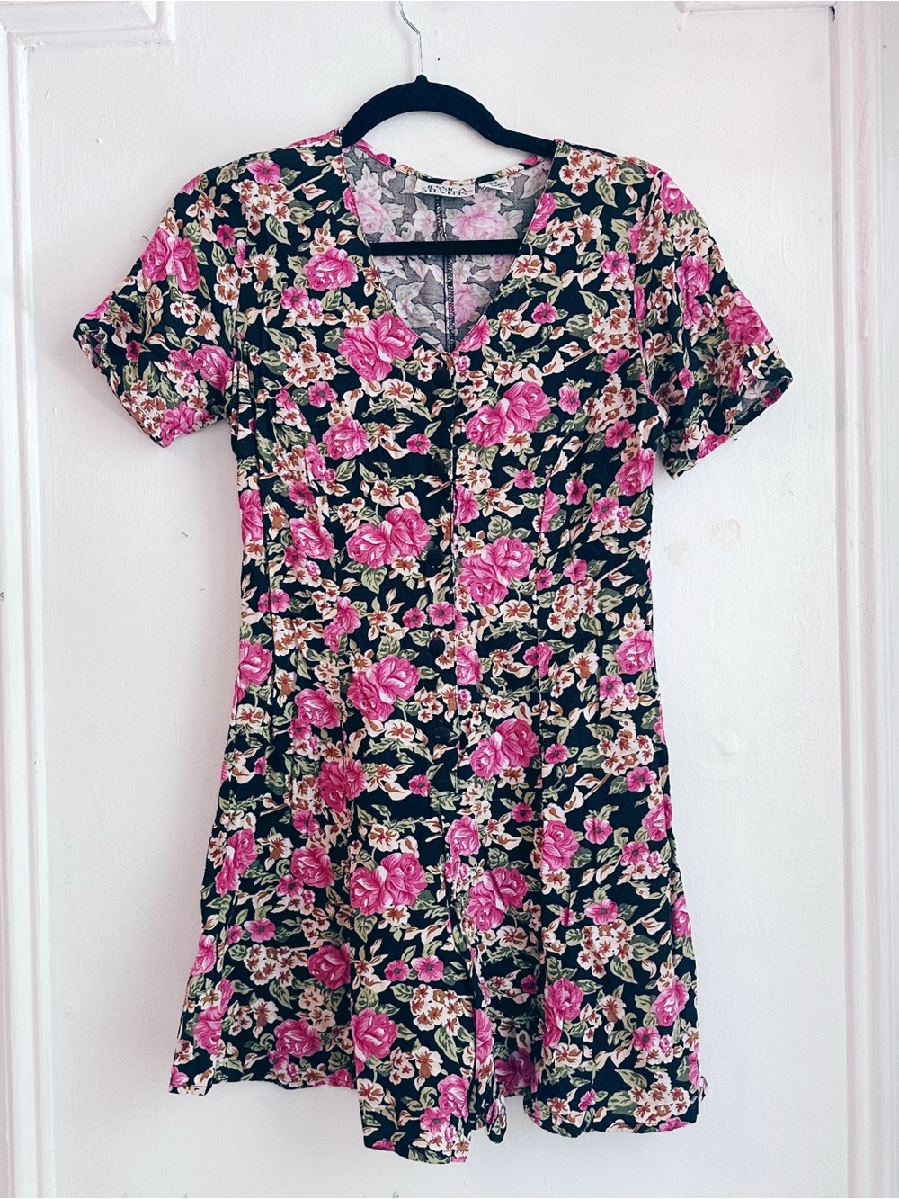 Adorable vintage floral romper jumpsuit 80s 90s Jessica Stevens size medium
